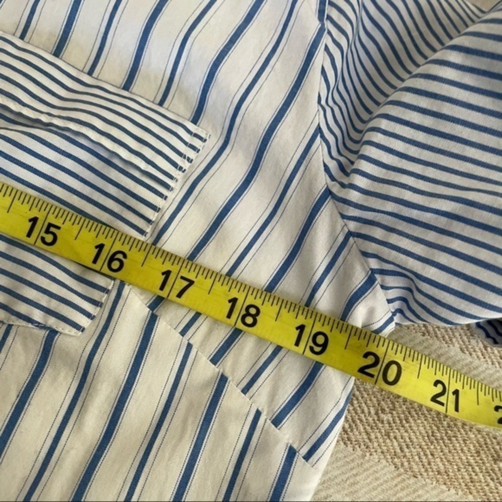 J.‎ Crew Factory blue striped button down top size M - Picture 4 of 7